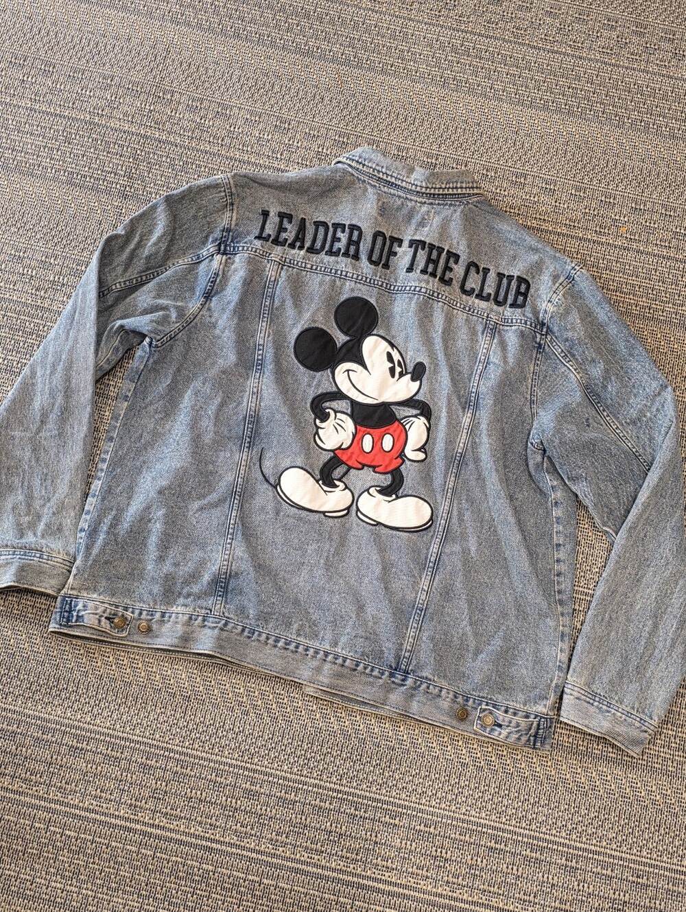 Disney Store Mickey Mouse Jean Jacket  Men's XL Leader of the Club Denim Adults